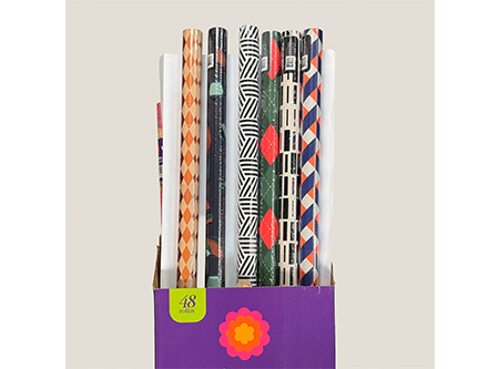  PAPEL REGALO 48 ROLL. X 2 PLIEGOS 6 DIS. MASCULINO 