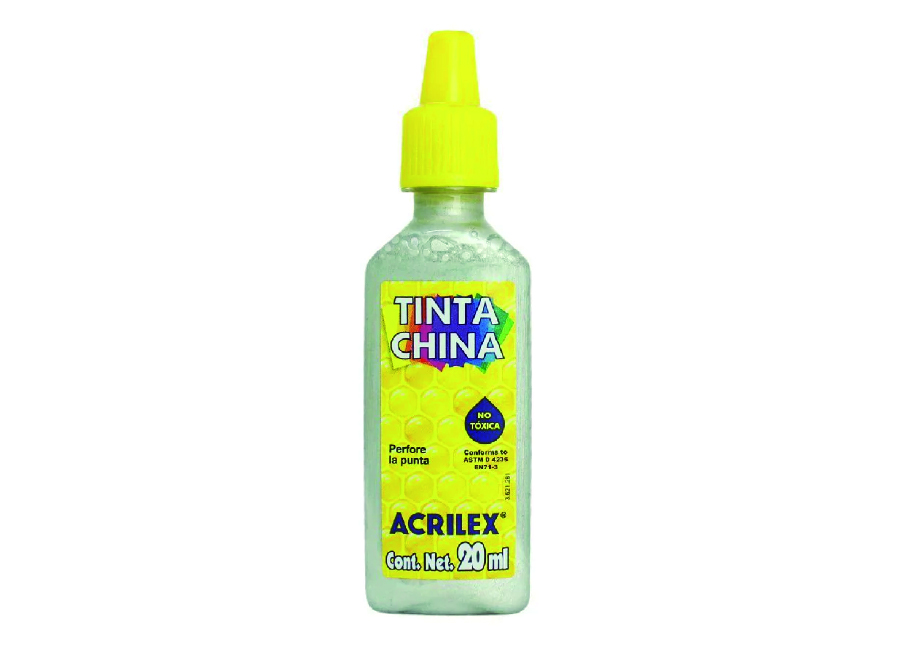  TINTA CHINA 20 ML. ACRILEX PLATA 