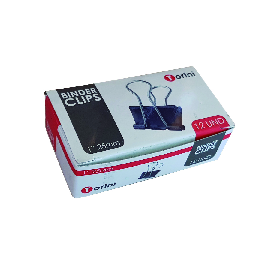  DOBLE CLIPS NEGROS  25MM DP X 12 UN TORINI 