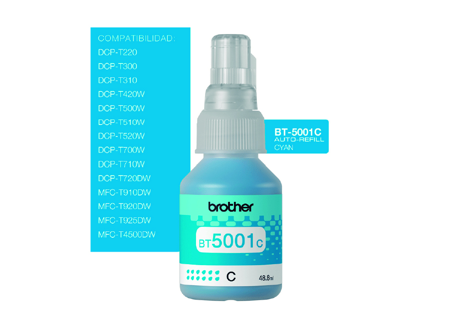  BOTELLA BROTHER BT5001-C DCP-T300/T500/T700 5000PG 