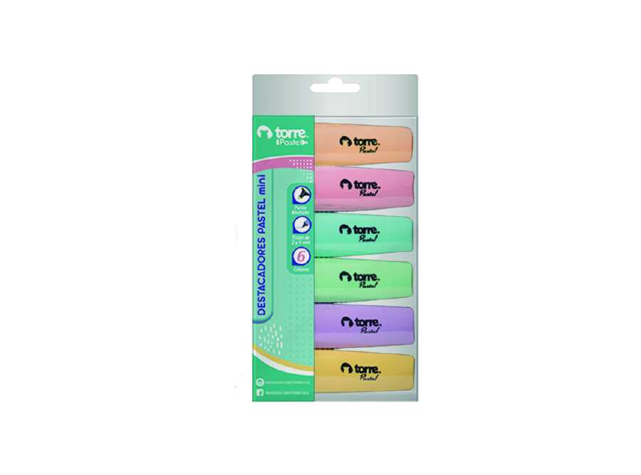  DESTACADOR PASTEL TORRE MINI DP X 6 COLORES 