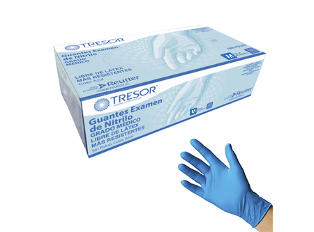  GUANTE EXAMEN M DP X 100UN NITRILO S/P AZUL TRESOR 