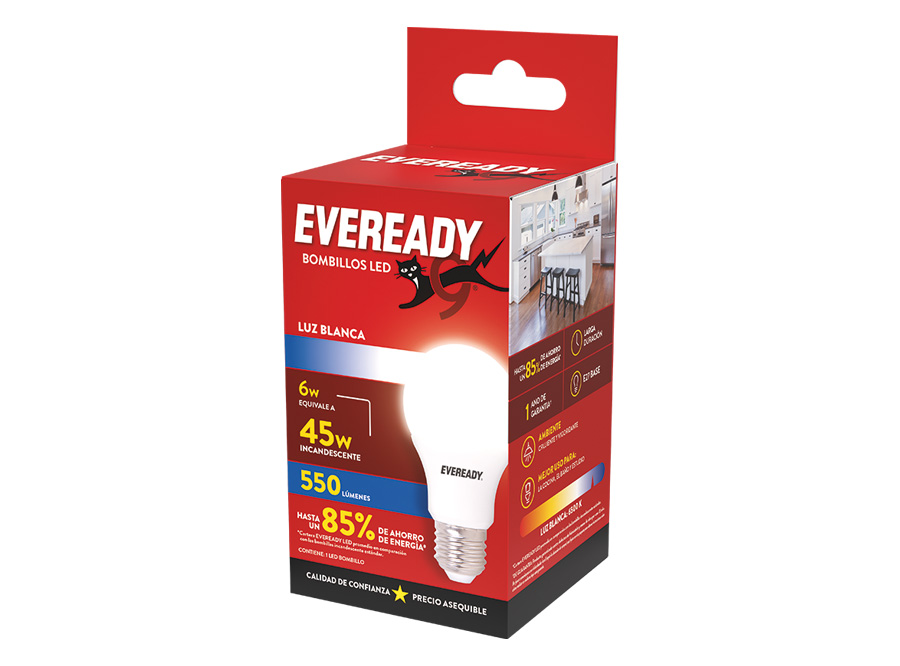  AMPOLLETA LED 6W 220-240V DP 10UN FRIA EVEREADY 