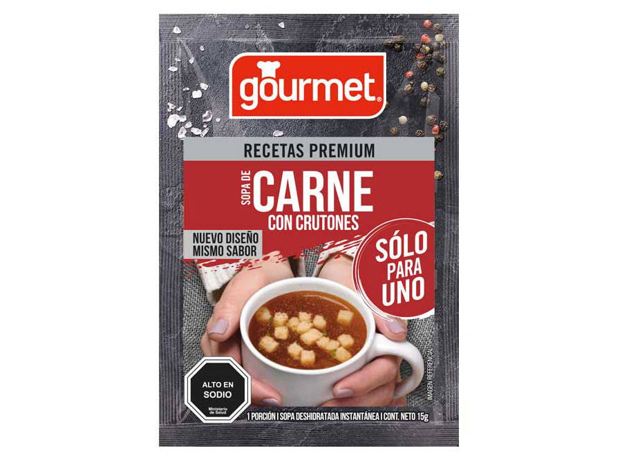  SOPA CARNE C/CUTRONES P/UNO 15 GR X 40 UN GOURMET 