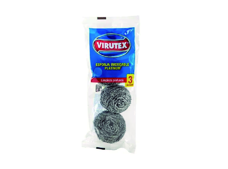  ESPONJA ACERO PLATEADA X 3 UND VIRUTEX 