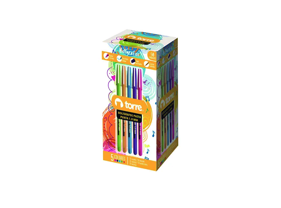  BOLIGRAFO 1.0 5COL. FUM X 50UN TORRE 