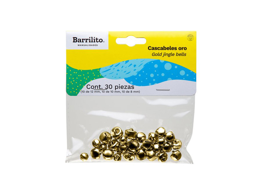  CASCABELES DORADOS BOL X 30UN BARRILITO 