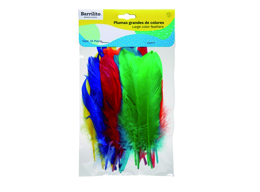  PLUMAS GRANDES COL. SUR. PQ X 24UN BARRILITO 