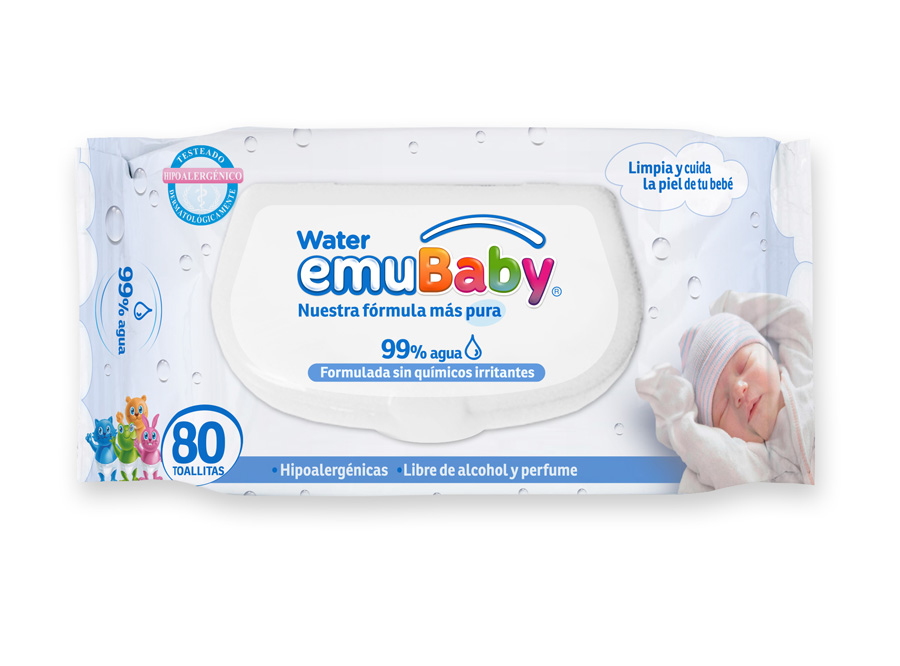  TOALLA HUMEDA X 80 HJ 99% WATER EMUBABY C/TAPA 