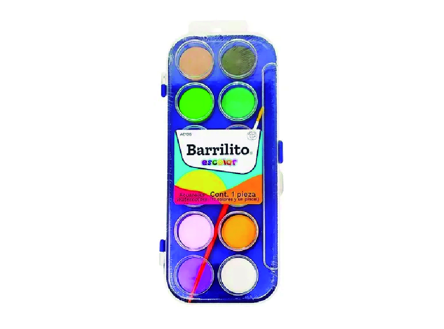  ACUARELA 12 COL.+ PINCEL BARRILITO 