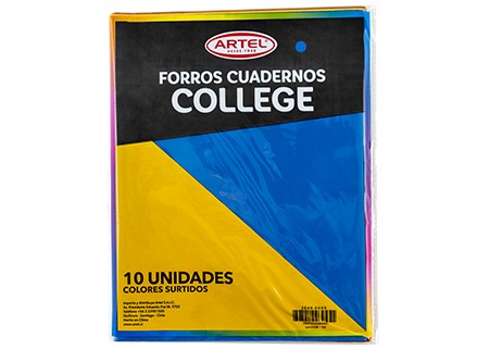  FORRO CUADERNO COLLEGE X 10 UN COL.SUR ARTEL 