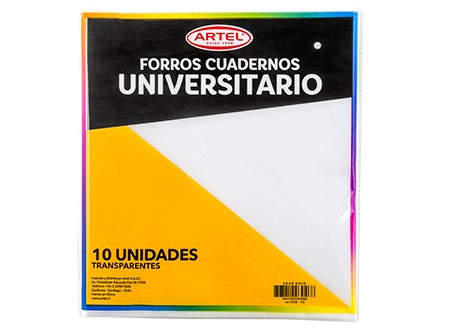  FORRO CUADERNO UNIV. X 10 UN TRANSP. ARTEL 