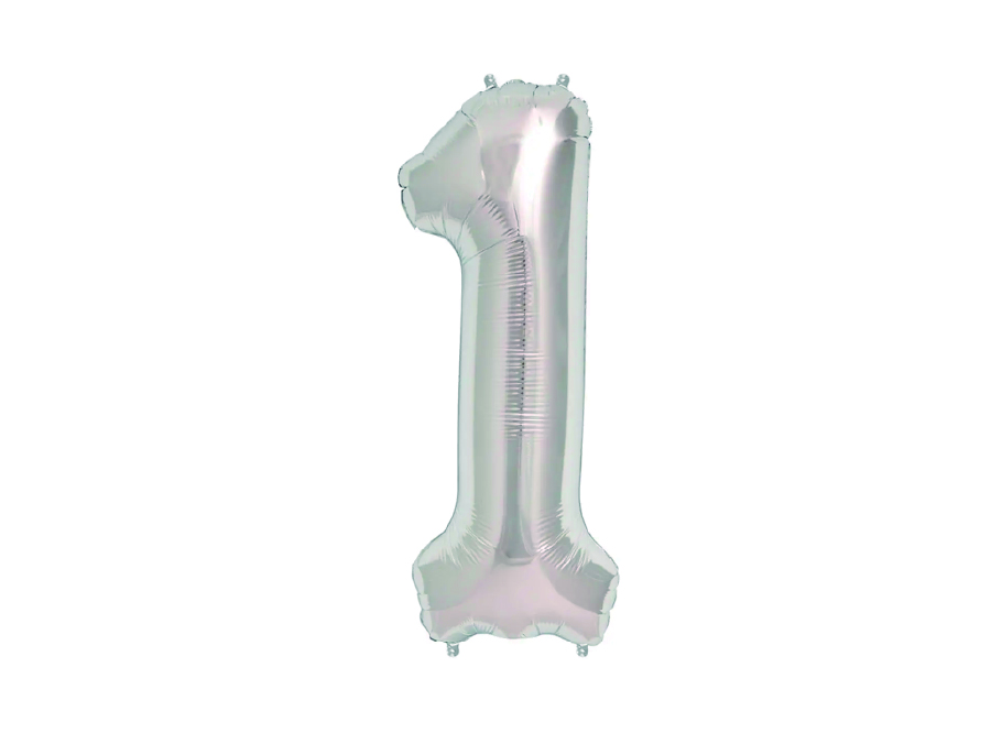  GLOBO METAL.PLATEADO N.1 81CM. GLAM 
