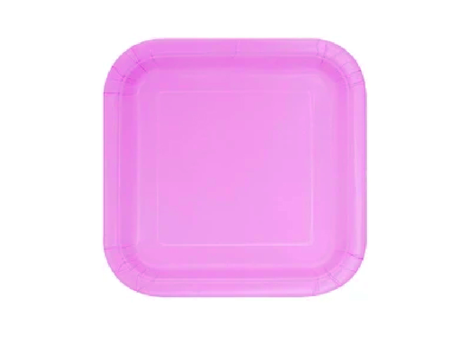  PLATO CARTON 18CM CUAD. ROSADO X 10 UN GLAM 