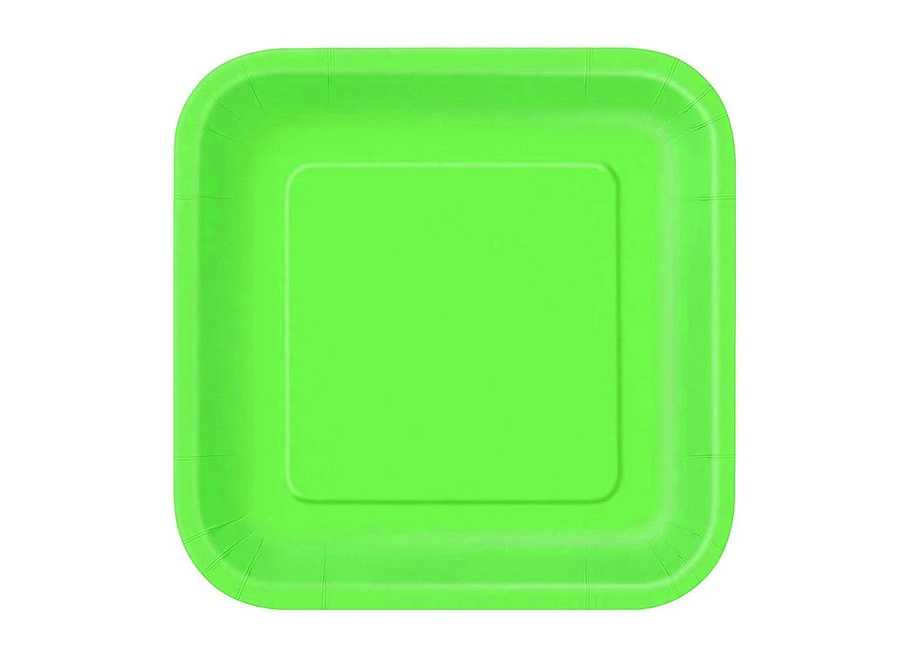  PLATO CARTON 18CM CUAD. VERDE LIMA X 10 UN GLAM 