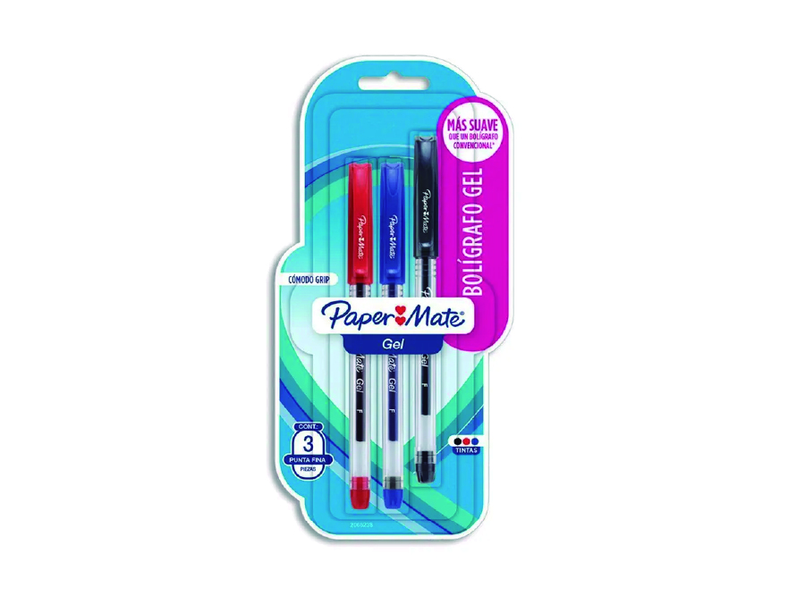  BOLIGRAFO GEL 0.5 PAPER MATE X 3UN COL.BASICO ECON 