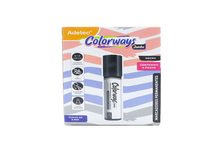  MARCADOR PERMAN.NEGRO COLORWAYS JUMBO ADETEC 