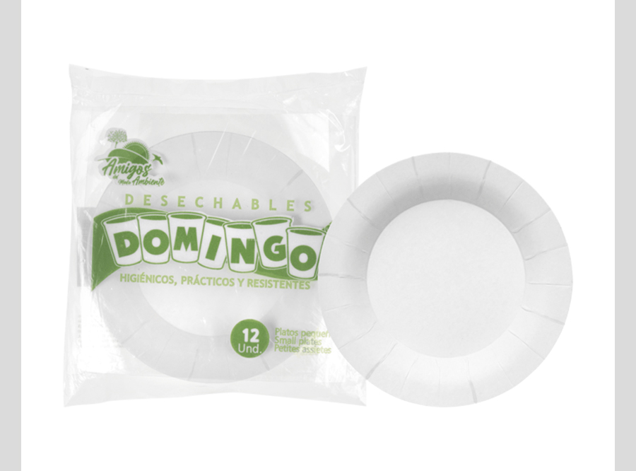  PLATO CARTON 18CM BLANCO X 12 UN DOMINGO 