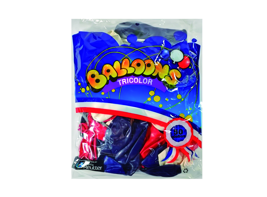  GLOBOS N.  9 LISO X 50 UN TRICOLOR AZ-RJ-BL BALLOO 