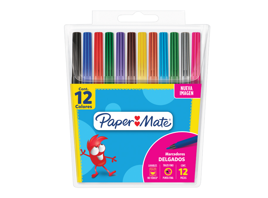  PLUMON ESCOLAR 12 COL.PAPER MATE 