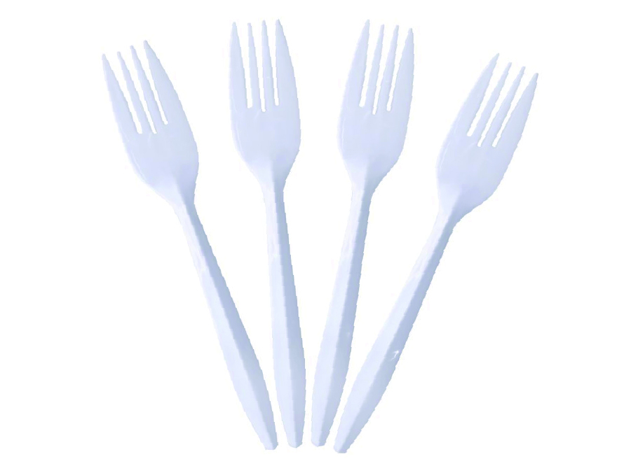  TENEDOR PLASTICO BLANCO X 100 UN FECO 