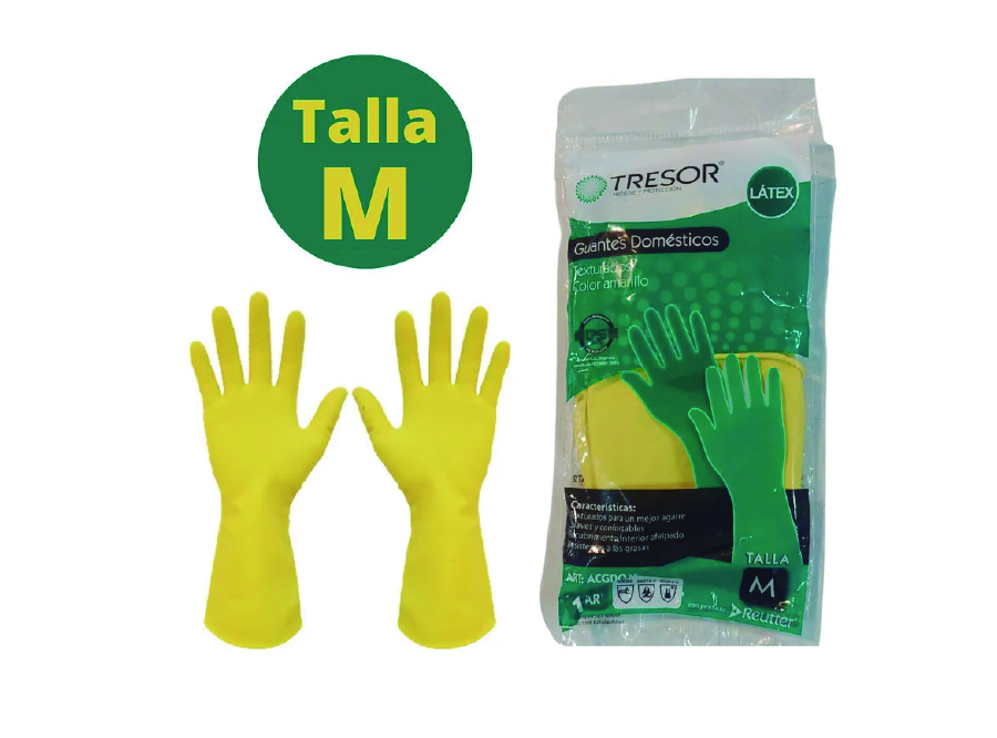  GUANTE LATEX MEDIANO AMARILLO DP X 12 PAR TRESOR 