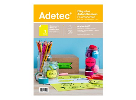 ETIQUETA ADH.FLUOR CARTA 15 HJ AMARILLO  ADETEC 