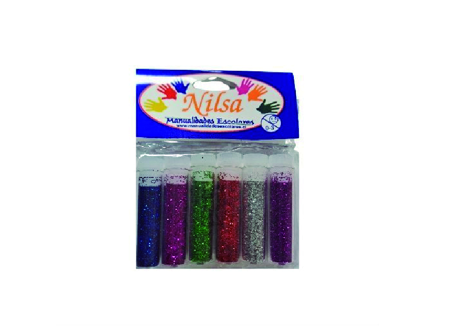  ESCARCHA COLOR SET X  6 TUBOS 2GR. COL.SURT. NIL 
